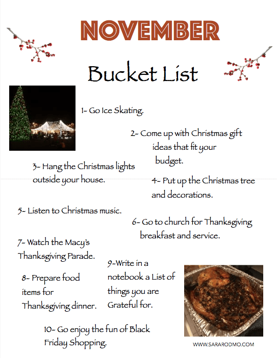 NOVEMBER Bucket List -picture