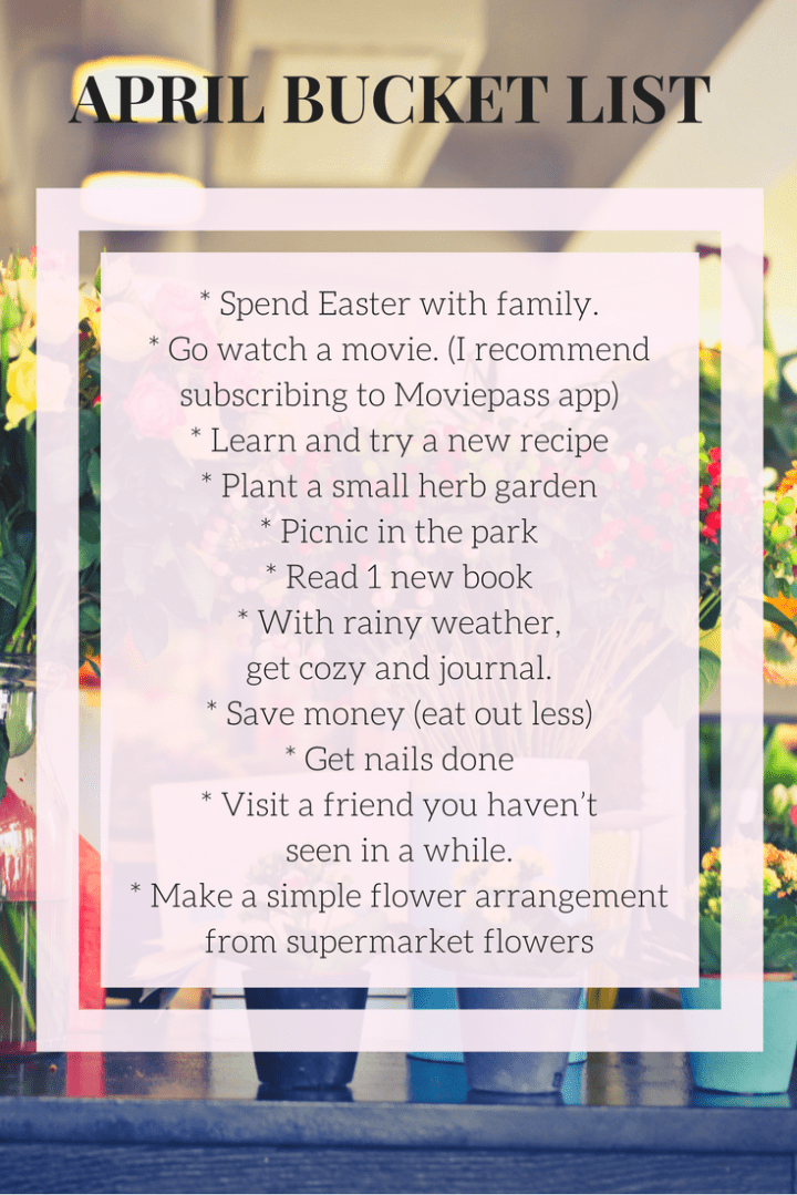 APRIL BUCKET LIST